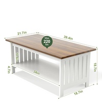 Table basse en mélamine personnalisée, style farmhouse blanc, table centrale de salon avec étagère de rangement, vente en gros d'usine OEM ODM