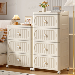 Xingyou 3 Tier Rolling <b>Drawer</b> Storage Cabinet Plastic Bedside Table <b>With</b> <b>Wheels</b> For Bedroom - Product Image 5