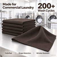 Serviettes en tissu polyester filé MJS 240 GSM, couleur chocolat, 20x20, lavables industriellement, pour la location de linge d'hôtel