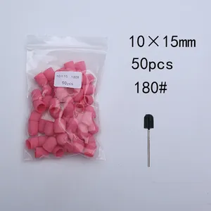 50pcs Pink Sanding Bands Caps With Mandrel Nail <b>Drill</b> <b>Bit</b> Milling Cutters Clean Cuticle Polishing Pedicure Manicure Accessories - Product Image 5