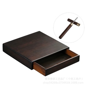 Tea <b>Storage</b> <b>Box</b> Rectangular Wooden Double <b>Drawer</b> Chinese Style For Tea Cake Pu'er Kung Fu Tea Set Packaging - Product Image 4