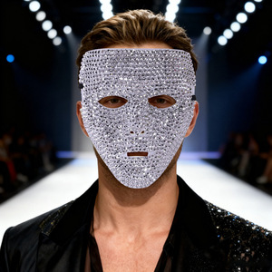 Máscara Facial de Plástico con Pedrería, Modelo MJ025, Estilo Kunishio, para Fiestas, Bailes, Conciertos, Halloween, Pascua, Carnaval - Product Image 2