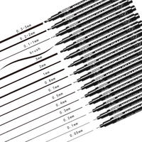 Guangna Art Supplies – Lot de 15 marqueurs permanents noirs à pointe fine et ronde, résistants à l'eau, pour dessin et traçage, en gros, personnalisables en usine