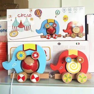 Jouets en bois pour la maternelle : <span class=keywords><strong>Camion</strong></span>-<span class=keywords><strong>cirque</strong></span> éléphant en bois, jouets éducatifs interactifs créatifs pour la petite enfance, pour l'éveil des enfants et la communication parent-enfant - Product Image 4