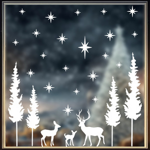 Adesivo Natalizio Bianco a Forma di Renna <span class=keywords><strong>per</strong></span> Pareti e Finestre, Decorazione Statica in PVC Ecologico Stampata UV <span class=keywords><strong>per</strong></span> <span class=keywords><strong>Porte</strong></span> e Vetri - Product Image 3