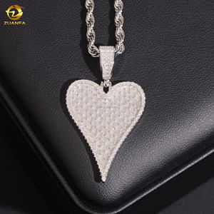 Envío Directo, Joyería Fire, Colgante Hip Hop, Plata 925, Oro Blanco, Oro Rosa, Vvs, Baguette, Moissanita, Diamante, Colgante con Forma de Corazón - Product Image 6