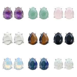 Pedra Natural Cristal Brincos Jóias Gota De Água Corte Ametista Tiger Eye Brincos Aventurine Verde - Product Image 4