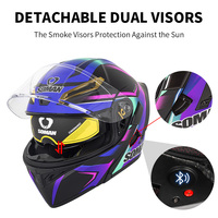 Casco de Motocicleta Integral con Certificación DOT, Doble Lente Abatible, Casco de Motocross con Visera Doble, Modular, para Adultos, Hombres, Cascos Para Motos