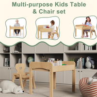 Ensemble de bureau et chaise réglables pour enfants, meubles en bois naturel, table et chaise d'étude pour enfants