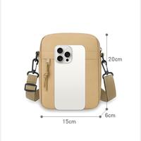 Tas selempang pria, kantung ponsel bahu ringan kompak persegi Mini warna polos kasual Untuk dompet