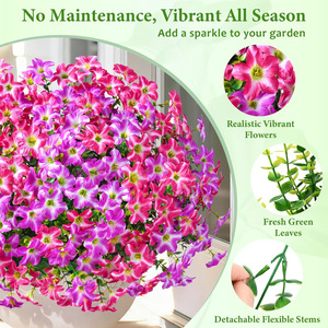 Ramo de Flores Artificiales de 30cm-100cm de Altura, Simulación de Eucalipto y Gloría de la Mañana en Plástico, para Decoración de Interiores y Exteriores - Product Image 2