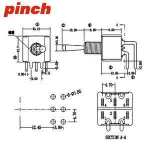 Interruptor de palanca tipo pinza 5A 250VAC SPDT On/On de 3 pines para montaje horizontal - Product Image 2