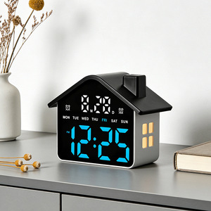 Réveil numérique LED en forme de maison <span class=keywords><strong>avec</strong></span> <span class=keywords><strong>veilleuse</strong></span>, affichage de la semaine, mode 24 heures et fonctionnement silencieux - Product Image 2