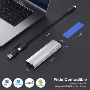 E-Yield M.2 Ssd Enclosure Aluminum Alloy Usb3.1 Type C 10Gbps For Nvme <b>Sata</b> Support 8Tb External Hard <b>Drive</b> Case - Product Image 4