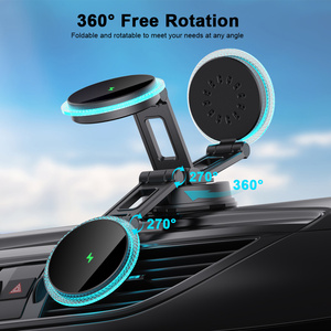 Chargeur de voiture sans fil magnétique flexible 15W à fixation automatique sur grille d'aération universel pour iPhone avec lumière RVB - Product Image 4