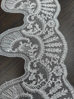 Dentelle blanche transparente à bordure en dentelle, motif floral tricoté, bord festonné brodé, 15 cm, accessoires pour robe de mariée pour filles, DIY