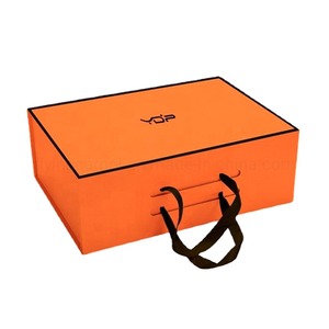 <b>Orange</b> folding <b>paper</b> box luxury magnetic <b>paper</b> box handbag packaging gift box can be customized according to needs - Product Image 3