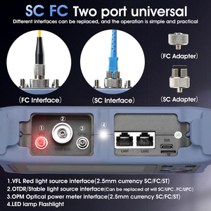 Reflectómetro de fibra óptica 12 en 1, 100KM, MINi OTDR, 1310/1550nm, 26/24dB, pantalla táctil, VFL, OLS, OPM, mapa de eventos, probador de <span class=keywords><strong>Cable</strong></span> Ethernet - Product Image 3