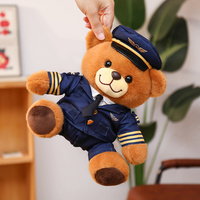 Porte-clés en peluche personnalisé en forme d'ours, uniforme de pilote ou d'infirmière, ours en peluche de dessin animé, pendentif de sac, mini jouet en peluche sur le thème des métiers, cadeau
