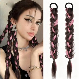 Extensions de queue de cheval tressée synthétique de 24 pouces avec élastique, extension de tresse en boîte pour femmes, taille universelle - Product Image 1