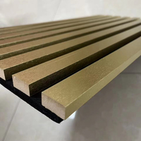 Paneles Acústicos Decorativos de Revestimiento de PU Dorado y Plateado al por Mayor, Paneles Acústicos de Listones para Reducción de Sonido para el Hogar y Gimnasio APK022