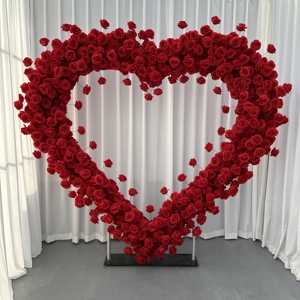 Arco de corazón de rosa roja al por mayor con fondo de flores arco Floral 8ft X 8ft arco de flores personalizado corazón para decoración de boda - Product Image 4