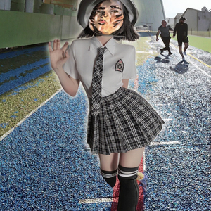 Sexy Schoolgirl Lingerie Plaid Skirt JK Uniform Cosplay <b>Costume</b> Open Crotch Role Play Set Polyamide Breathable Wholesale - Product Image 3