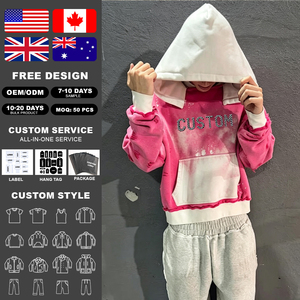 เสื้อฮู้ดดี้ผ้าเฟรนช์เทอร์รี่แบบวินเทจ คอเสื้อแบบดิบ ล้างสีแบบแอซิดวอช พิมพ์ลายสกรีน แต่งสีแบบดิสเทรส ตะเข็บกลับด้าน ประดับด้วยอัญมณี - Product Image 2