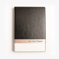 Carnet de notes professionnel en cuir de luxe, couverture rigide, or rose et marbre noir doré