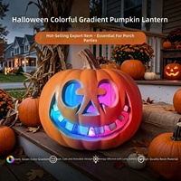 Lanterne Citrouille Lumineuse Grande et Creuse pour Halloween, Décoration de Fenêtre, Fournitures de Fête, Dégradé Multicolore