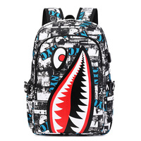 Tas Ransel Anak SD Antar Negara Motif Hiu Desain Anime Kartun Sederhana Luas 36-55L Bantalan Udara
