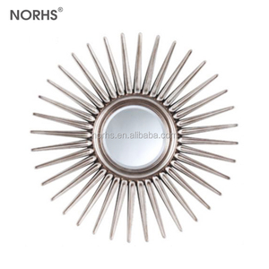 Factory wholesale price decor silver glass sun shape frame round wall mirror - Product Image 2