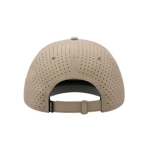 หมวกแก๊ปตาข่ายแบบกำหนดเอง OEM พร้อมโลโก้ 5 แผง ปีกโค้งเล็กน้อย แบบ Snapback ป้ายยางกันน้ำ หมวกกอล์ฟ - Product Image 4