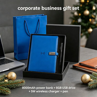Coffret Cadeau d'Affaires de Luxe Personnalisé avec Logo, Carnet A5 en PU à Chargement Sans Fil et Power Bank, Idéal pour les Entreprises