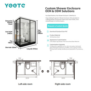 Cabine <span class=keywords><strong>de</strong></span> <span class=keywords><strong>douche</strong></span> pivotante YEETE Neo-Angle en verre trempé <span class=keywords><strong>de</strong></span> sécurité 8 mm, pour projets hôteliers et bâtiments commerciaux modernes - Product Image 3
