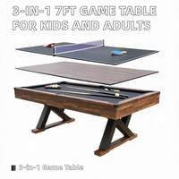 Table de billard multifonction 3-en-1 de 7 pieds, table de ping-pong et table de billard, en MDF, pour divertissement intérieur