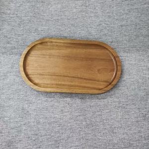Bandeja Ovalada de Madera de Acacia Ecológica Pulida Clásica con Logotipo Personalizado al por Mayor para Café y Té para Hoteles de Lujo - Product Image 2