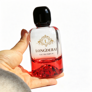 Botella de Perfume de Vidrio de Lujo, Color Rojo Volcánico, Cilíndrica, Transparente, con Cierre a Presión, 30ml 50ml 100ml - Product Image 1