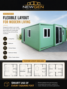 Nouvelle Génération de Mini-Maisons Préfabriquées Multifonctionnelles, Entrepôt 40 pieds, Structure en Acier, Panneaux Sandwich, Conception Chinoise, Usage Urbain, Garantie de 2 Ans - Product Image 6