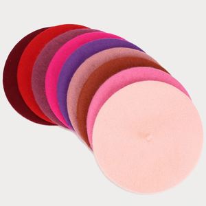 หมวกเบเร่ต์ปักลายออกแบบเอง ทำจากขนสัตว์ 100% สำหรับผู้หญิงและผู้ใหญ่ ขายส่ง หมวกเบเร่ต์แบบเรียบย้อมสีสำหรับผู้หญิง - Product Image 2