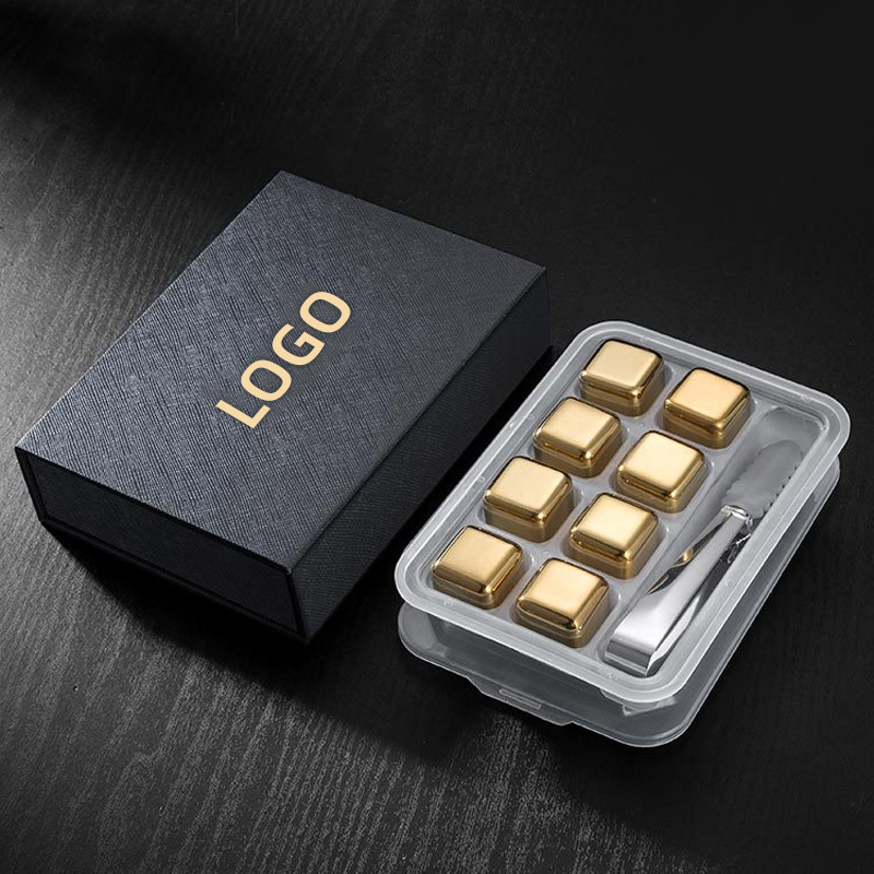 Wholesale Eco-Friendly 304 Stainless Steel Reusable Whiskey Stones Ice Cubes Whisky Chilling Frozen Rocks Bar Home With Clip