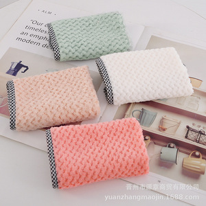 Coral Fleece Pineapple Check Square <b>Towel</b> Thickened Absorbent Kitchen Dishcloth With Hanging Rope - Product Image 3