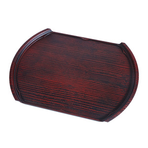 Plateau en imitation acajou en forme de lames de sabre, couleur bois de rose, pour servir thé, café, desserts, sushis, cuisine coréenne et japonaise - Product Image 5