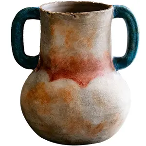 हस्तनिर्मित Amphora पत्थर के पात्र फूलदान विंटेज सूखे फूल फूल व्यवस्था प्राचीन कमरे में रहने वाले खाने की मेज सिरेमिक कला