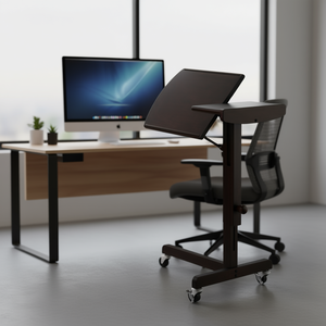 Support d'ordinateur portable réglable Olson en bois sur roulettes pour usage au bureau - Product Image 2