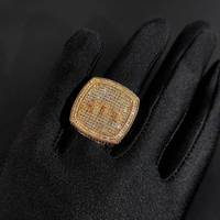 Grande bague de luxe pour homme, plaquée argent, avec zircon synthétique certifié par un tiers, style hip-hop, personnalisable et étanche