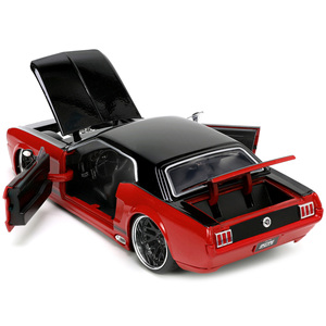 DCD 1965 Ford Mustang Custom rosso e nero Jada 1/24 serie Bigtime Muscle Diecast modellino di auto