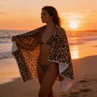 Serviettes de plage personnalisées en microfibre à séchage rapide, sans sable, gaufrées, grandes, de haute qualité, antibactériennes, à imprimé léopard