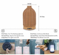 Diffuseur d'huiles essentielles en rotin, écologique, pour table, aromathérapie, humidificateur, lumière LED 7 couleurs - Utilisation domestique