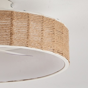 Nordique LED ventilateur de plafond moderne télécommande intelligente bambou tissé <span class=keywords><strong>abat</strong></span>-<span class=keywords><strong>jour</strong></span> trois couleurs gradation application Mobile pour décor de chambre - Product Image 6